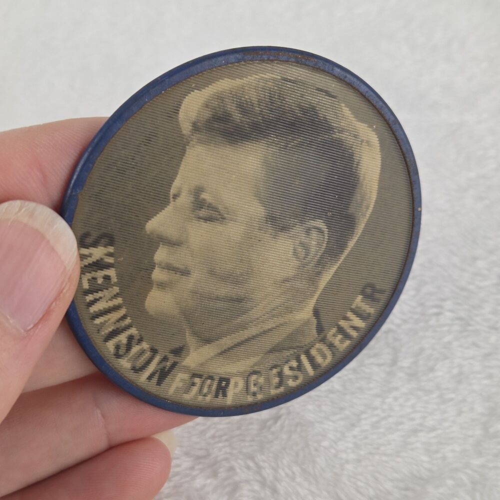 VTG 1960 Kennedy Swainson For Governor Michigan Vari-Vue Lenticular Campaign Pin